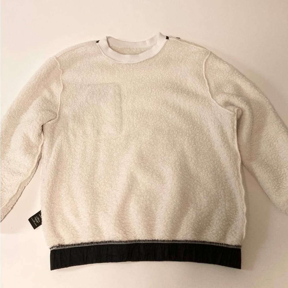 UGG Oatmeal Black Polyester Nylon Faux Fur Oversized Sweater Pullover size S - Picture 13 of 15